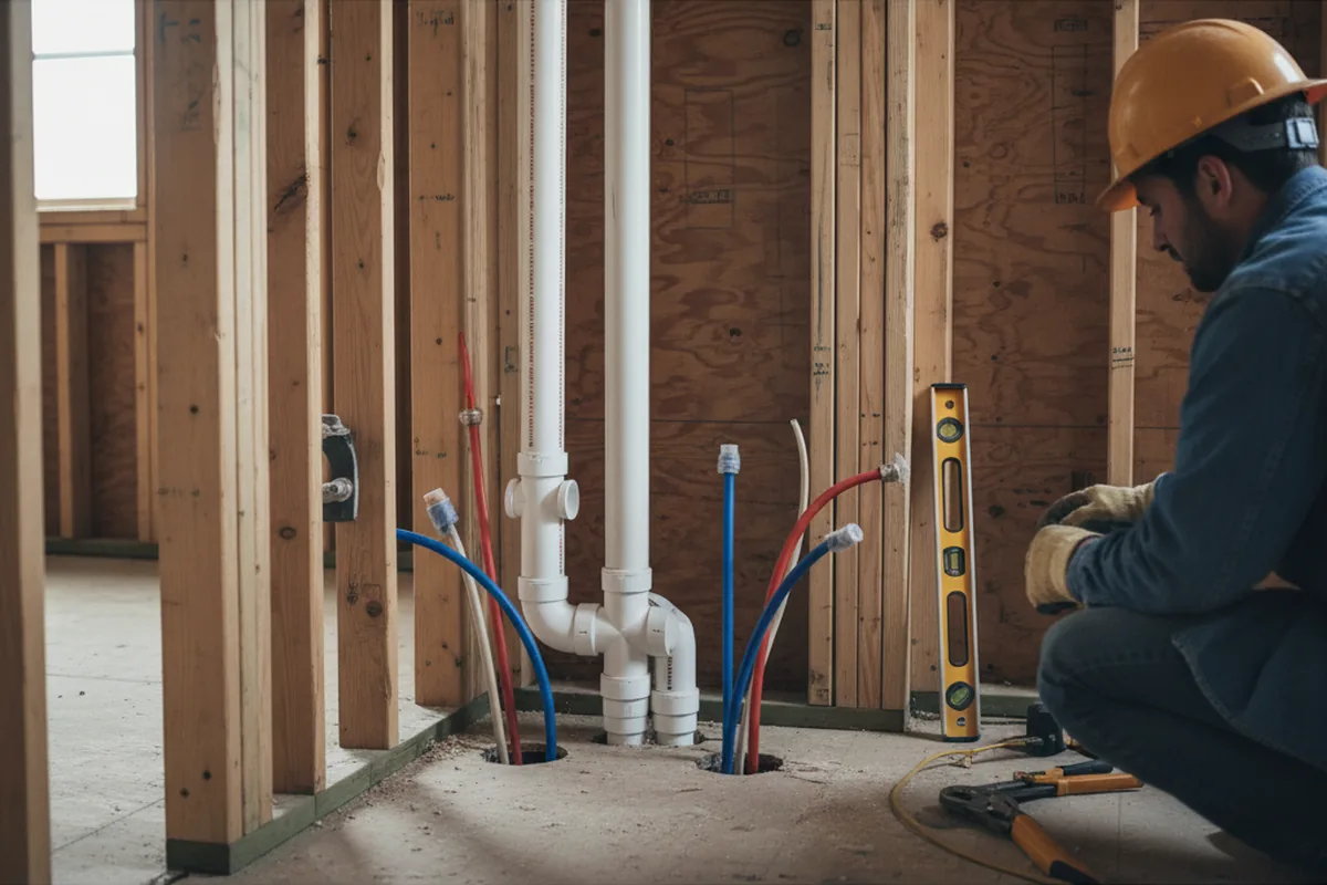 Drain and supply rough-in during Drain Cleaning in Oakmont